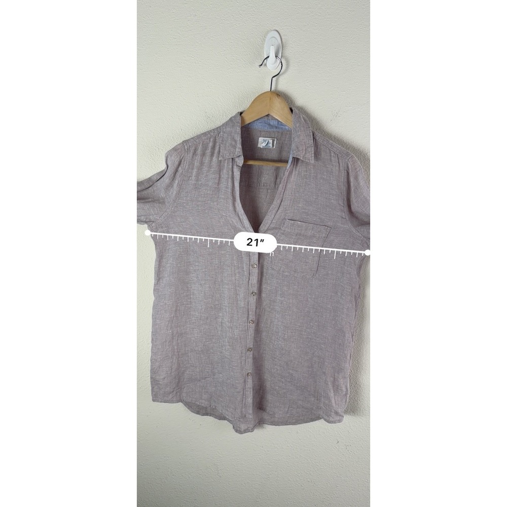 Sigrid Olsen Womens Small Purple 100% Linen Button Up Shirt Roll Tab Sleeve - Picture 5 of 10